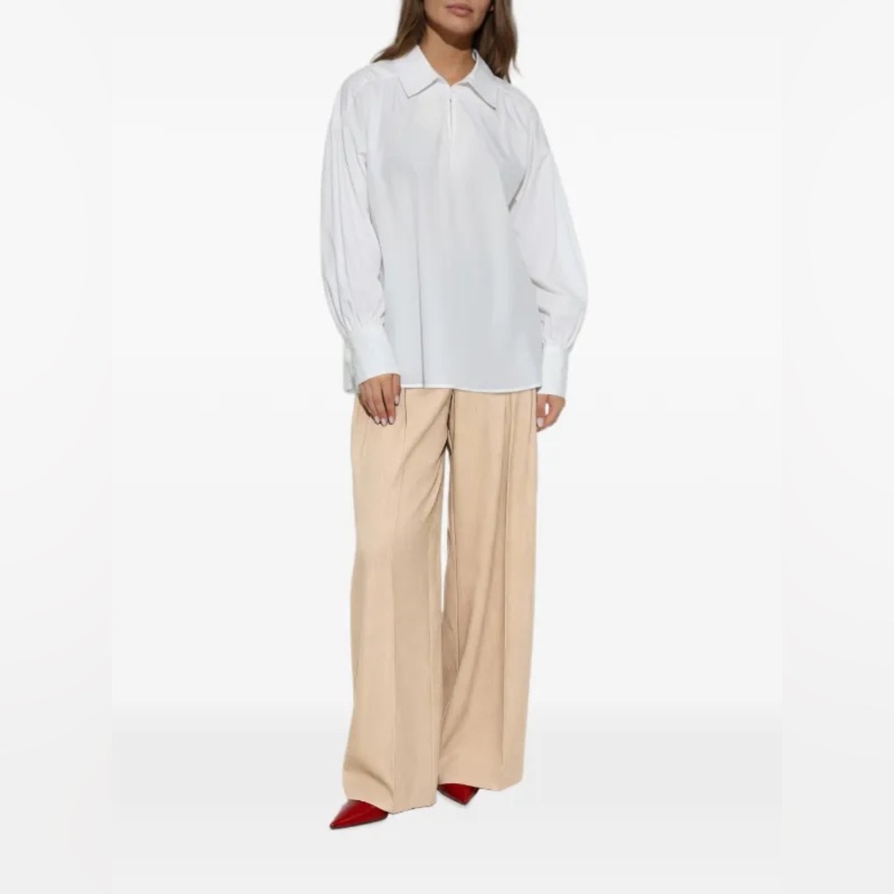 Nwt By Malene Birger Beige Cymbaria pleated trousers
